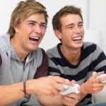 men playing video games
