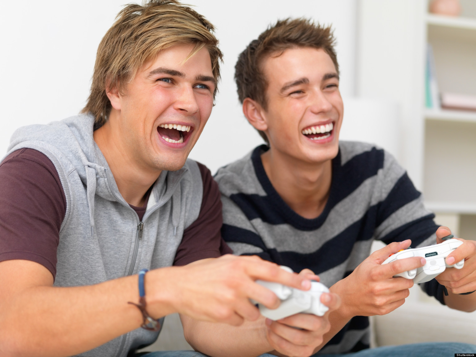 men playing video games